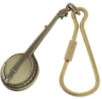 Antique Brass Banjo Keychain